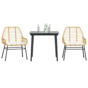 3-piece garden set with cushions poly rattan glass brown