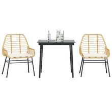 3-Delige Tuinset Met Kussens Poly Rattan Glas Bruin 2 80 x 80 x 74 cm Ja