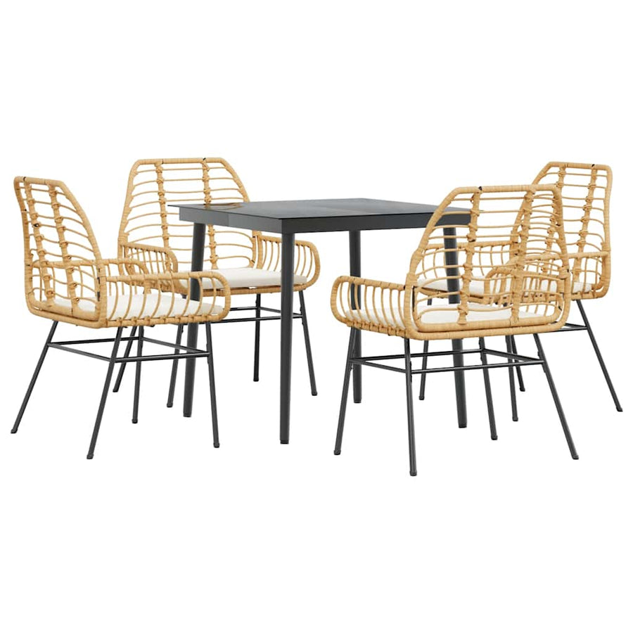 5-Delige Tuinset Met Kussens Poly Rattan Glas Bruin 4 80 x 80 x 74 cm Ja