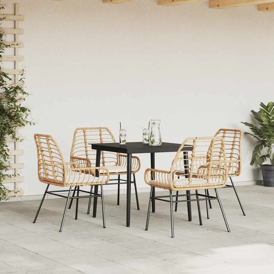5-Delige Tuinset Met Kussens Poly Rattan Glas Bruin 4 80 x 80 x 74 cm Ja