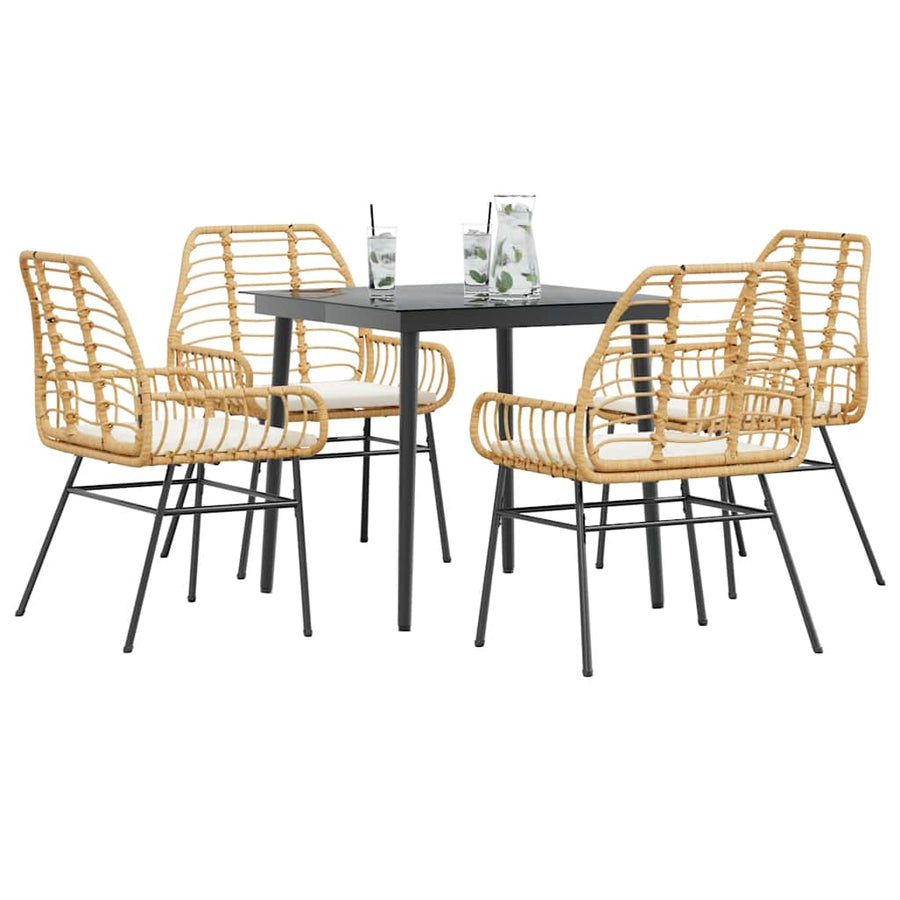 5-Delige Tuinset Met Kussens Poly Rattan Glas Bruin 4 80 x 80 x 74 cm Ja