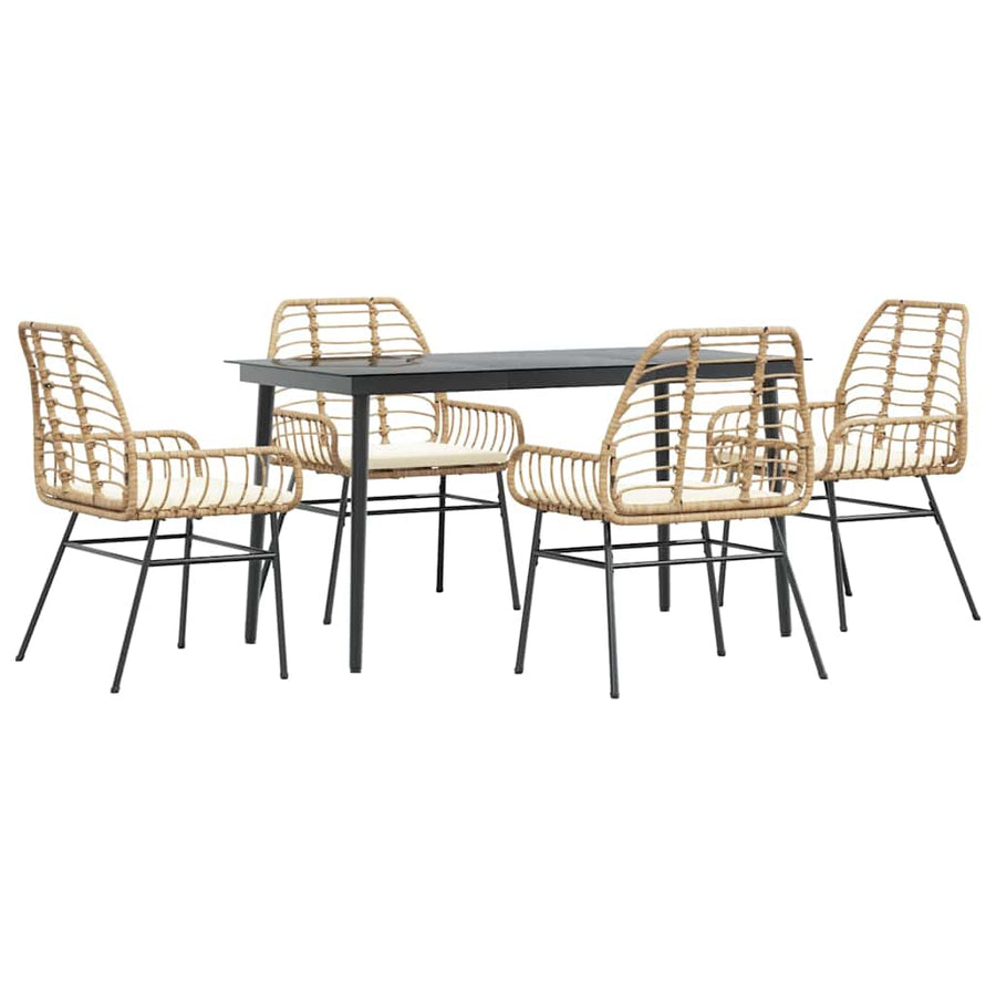 5-Delige Tuinset Met Kussens Poly Rattan Glas Bruin 4 140 x 70 x 74 cm Ja