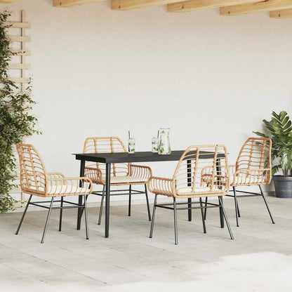 5-Delige Tuinset Met Kussens Poly Rattan Glas Bruin 4 140 x 70 x 74 cm Ja