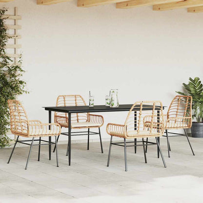 5-Delige Tuinset Met Kussens Poly Rattan Glas Bruin 4 160 x 80 x 74 cm Ja