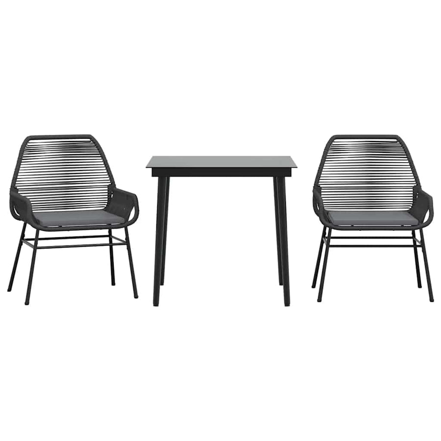 3-Delige Tuinset Met Kussens Poly Rattan Glas 2 80 x 80 x 74 cm Zwart
