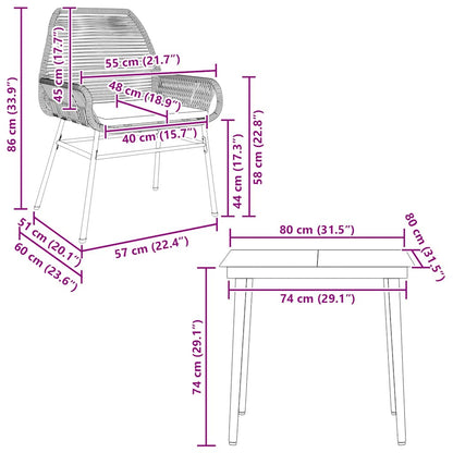 3-Delige Tuinset Met Kussens Poly Rattan Glas 2 80 x 80 x 74 cm Zwart