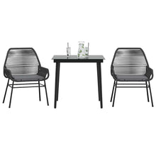 3-Delige Tuinset Met Kussens Poly Rattan Glas 2 80 x 80 x 74 cm Zwart