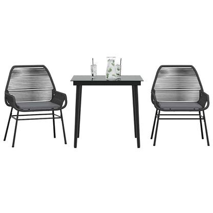 3-Delige Tuinset Met Kussens Poly Rattan Glas 2 80 x 80 x 74 cm Zwart