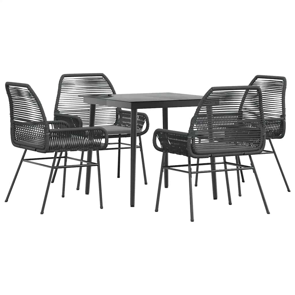 5-Delige Tuinset Met Kussens Poly Rattan Glas 4 80 x 80 x 74 cm Zwart
