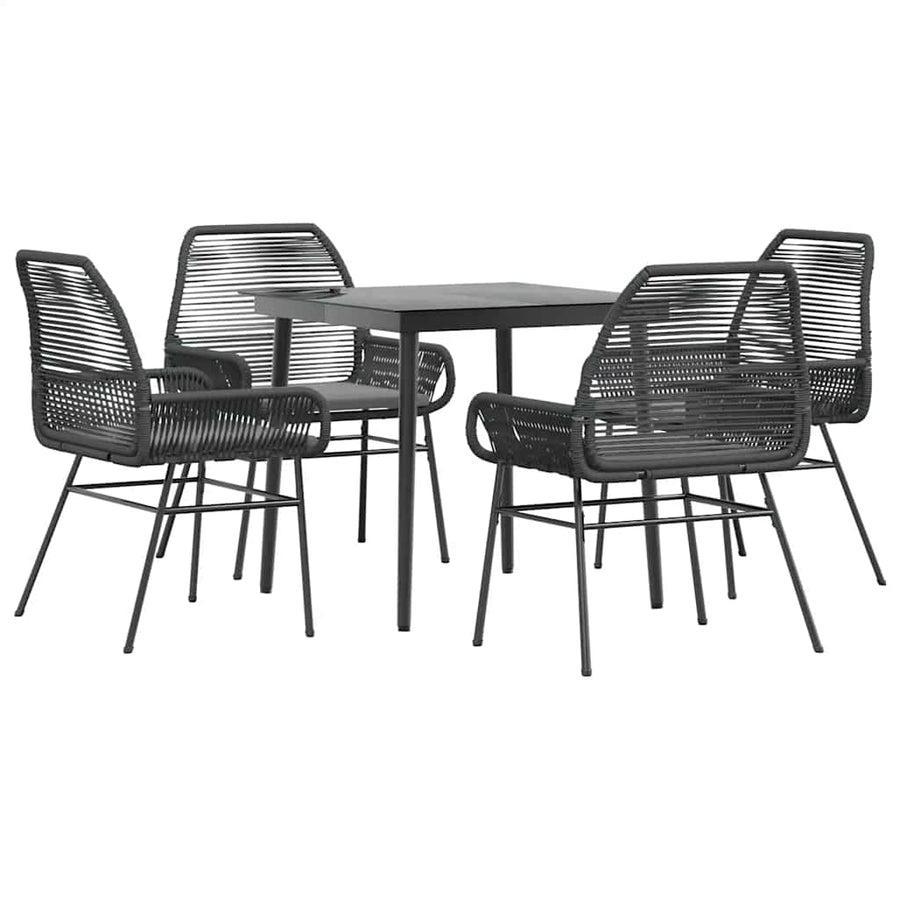 5-Delige Tuinset Met Kussens Poly Rattan Glas 4 80 x 80 x 74 cm Zwart
