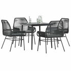 Tuinset 5-delig poly rattan zwart glas