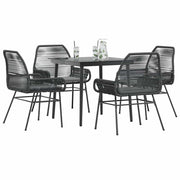 Tuinset 5-delig poly rattan zwart glas