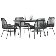 Tuinset 5-delig poly rattan zwart met kussens