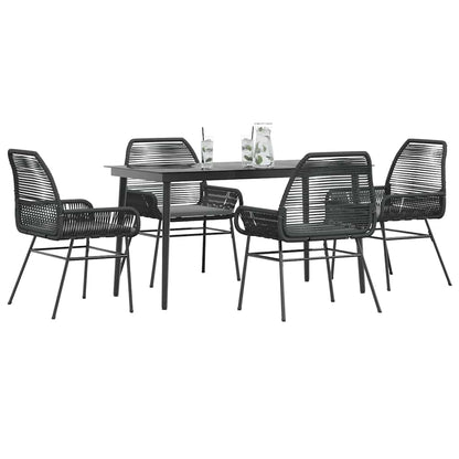 5-Delige Tuinset Met Kussens Poly Rattan Glas 4 140 x 70 x 74 cm Zwart
