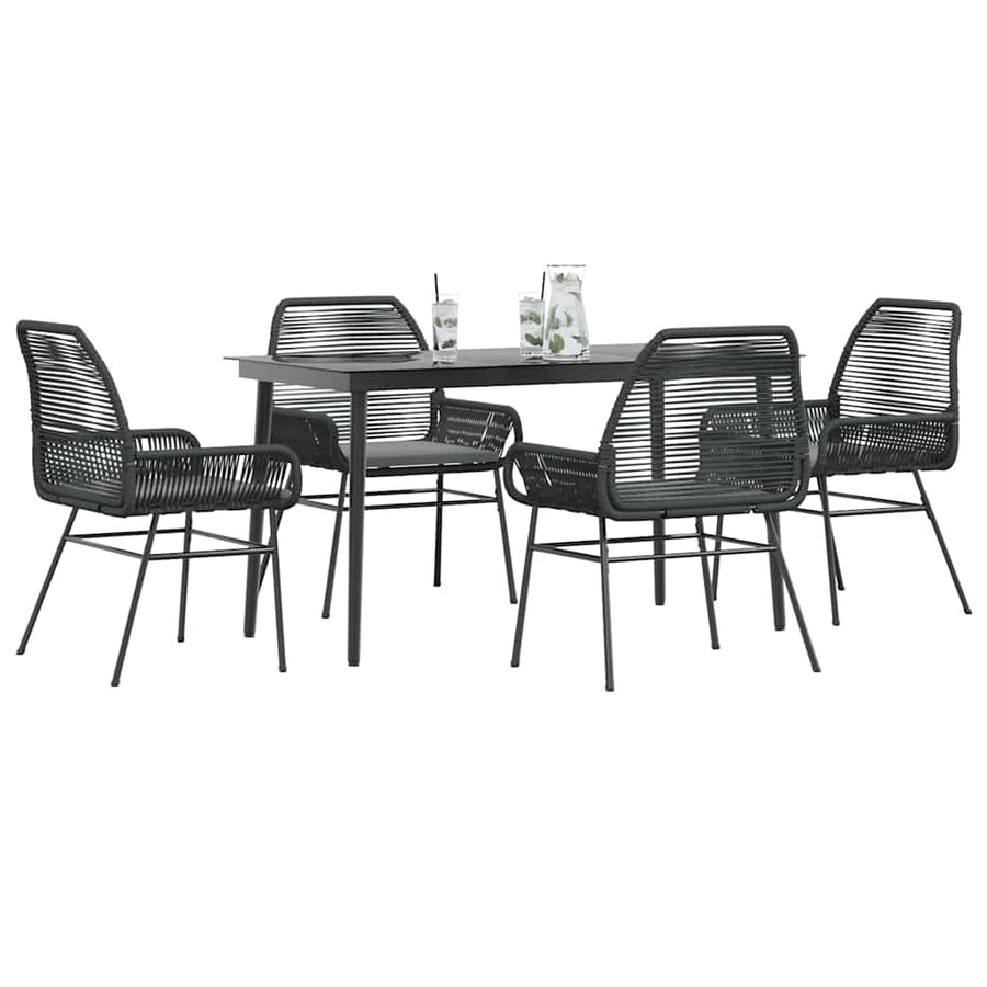 5-Delige Tuinset Met Kussens Poly Rattan Glas 4 140 x 70 x 74 cm Zwart