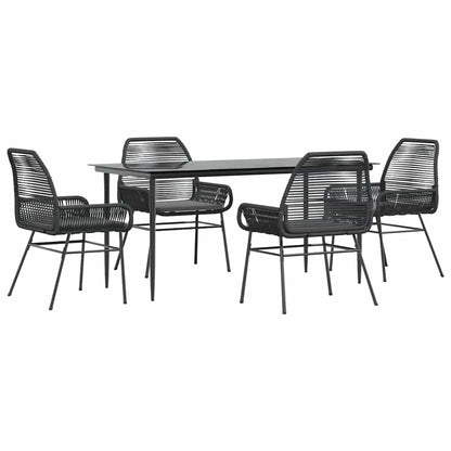 5-Delige Tuinset Met Kussens Poly Rattan Glas 4 160 x 80 x 74 cm Zwart