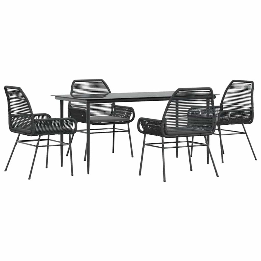 5-Delige Tuinset Met Kussens Poly Rattan Glas 4 160 x 80 x 74 cm Zwart