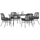 5-piece Garden Set with Cushions, Poly Rattan, Glass, Black