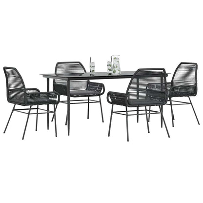 5-Delige Tuinset Met Kussens Poly Rattan Glas 4 160 x 80 x 74 cm Zwart
