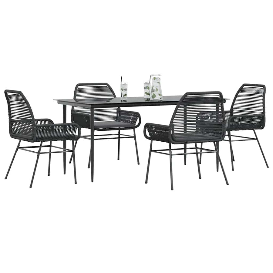 5-Delige Tuinset Met Kussens Poly Rattan Glas 4 160 x 80 x 74 cm Zwart