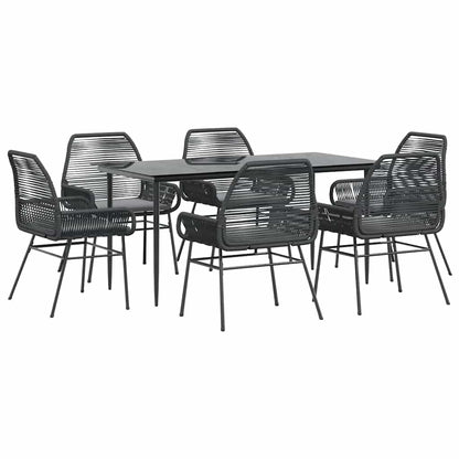 7-Delige Tuinset Met Kussens Poly Rattan Glas 6 160 x 80 x 74 cm Zwart