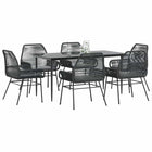 Tuinset 7-delig poly rattan zwart met kussens
