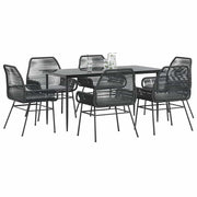 Tuinset 7-delig poly rattan zwart met kussens