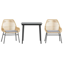 3-Delige Tuinset Met Kussens Poly Rattan Glas 2 80 x 80 x 74 cm Bruin