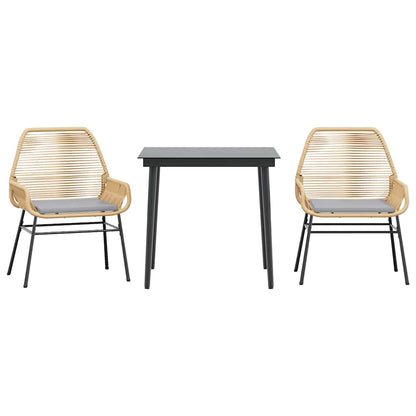 3-Delige Tuinset Met Kussens Poly Rattan Glas 2 80 x 80 x 74 cm Bruin