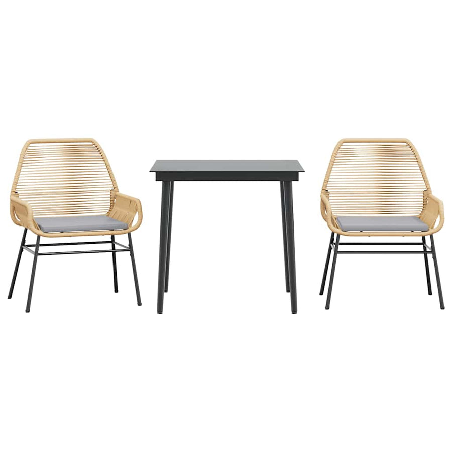 3-Delige Tuinset Met Kussens Poly Rattan Glas 2 80 x 80 x 74 cm Bruin