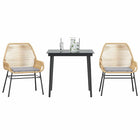 Tuinset 3-delig poly rattan bruin glas