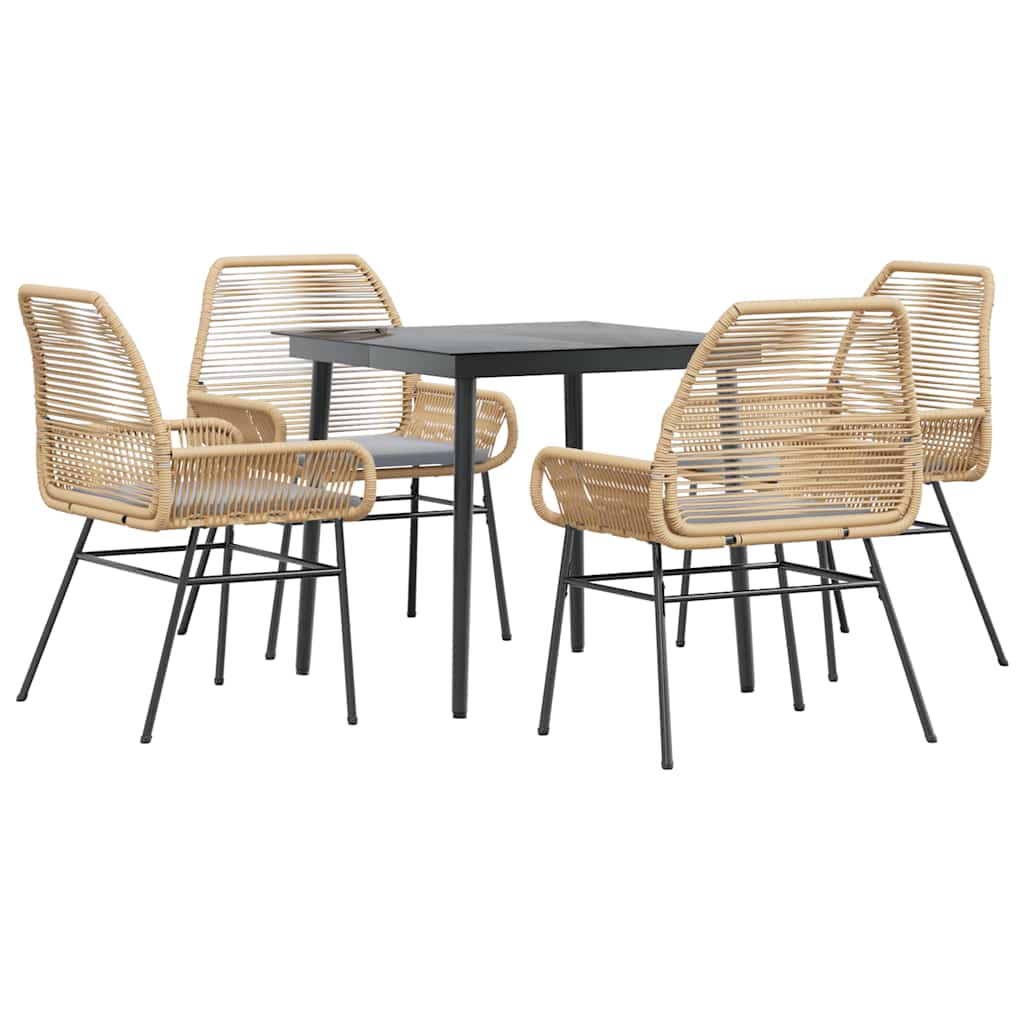 5-Delige Tuinset Met Kussens Poly Rattan Glas 4 80 x 80 x 74 cm Bruin