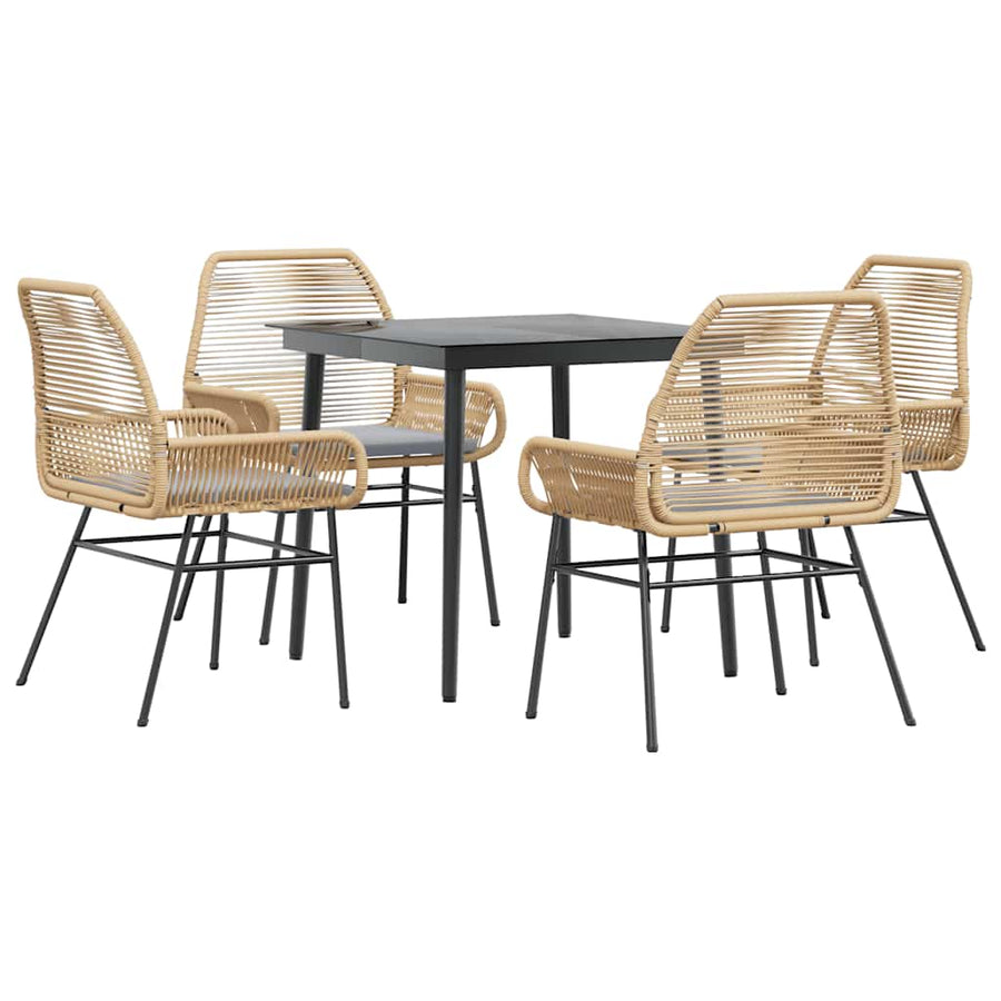 5-Delige Tuinset Met Kussens Poly Rattan Glas 4 80 x 80 x 74 cm Bruin