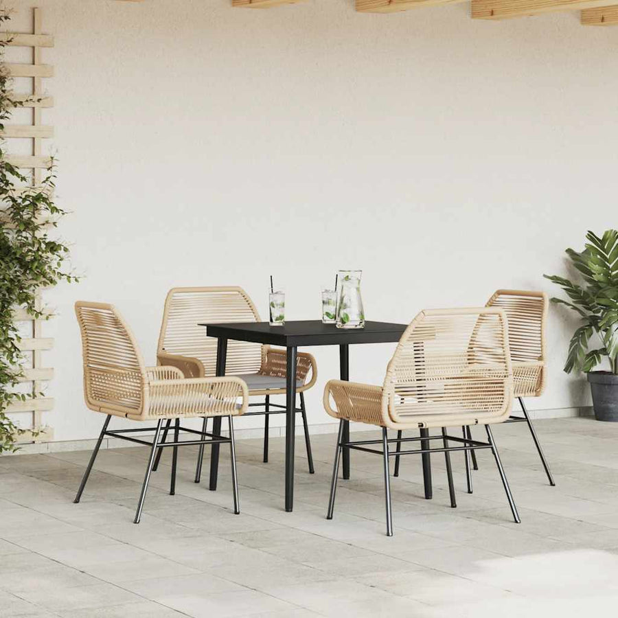 5-Delige Tuinset Met Kussens Poly Rattan Glas 4 80 x 80 x 74 cm Bruin