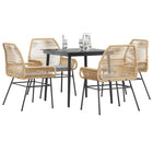 Tuinset 5-delig poly rattan bruin glas 80x80x74 cm