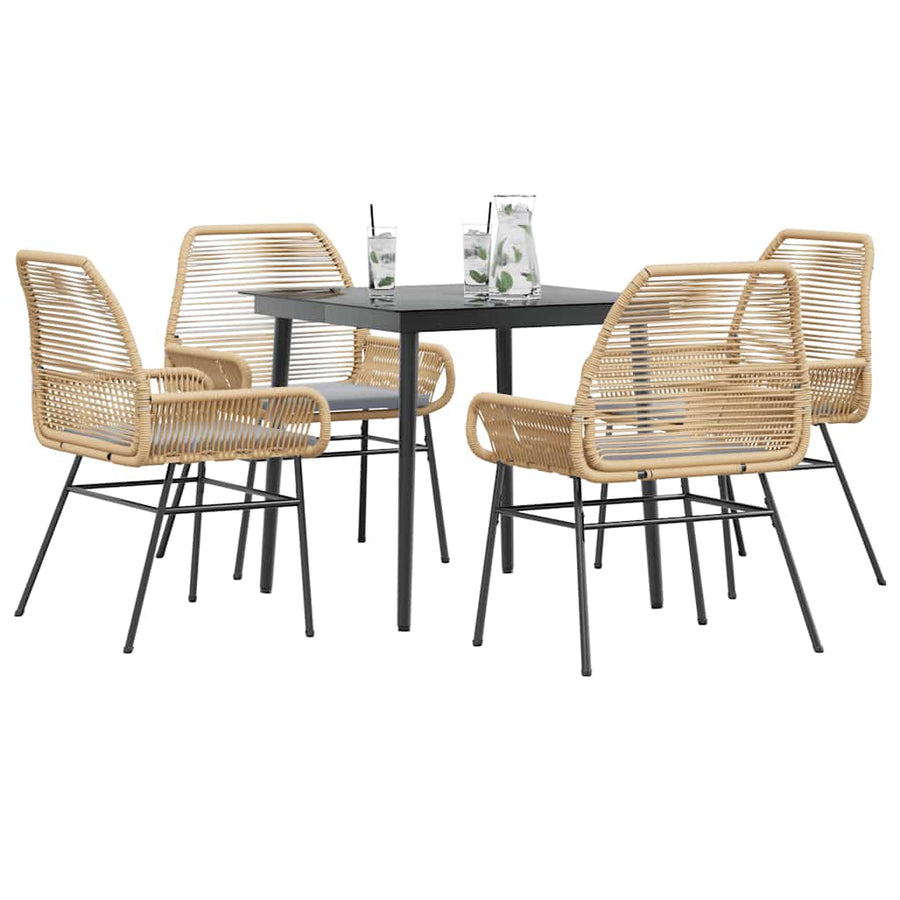5-Delige Tuinset Met Kussens Poly Rattan Glas 4 80 x 80 x 74 cm Bruin