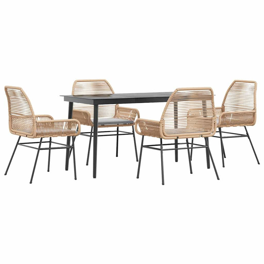 5-Delige Tuinset Met Kussens Poly Rattan Glas 4 140 x 70 x 74 cm Bruin