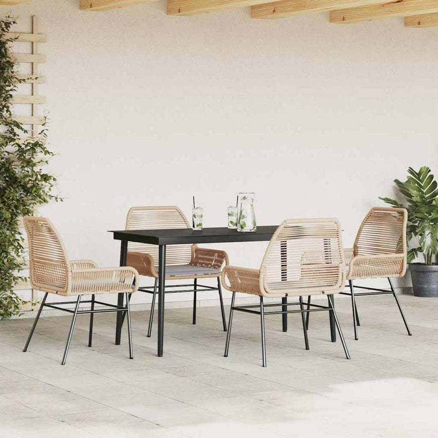 5-Delige Tuinset Met Kussens Poly Rattan Glas 4 140 x 70 x 74 cm Bruin