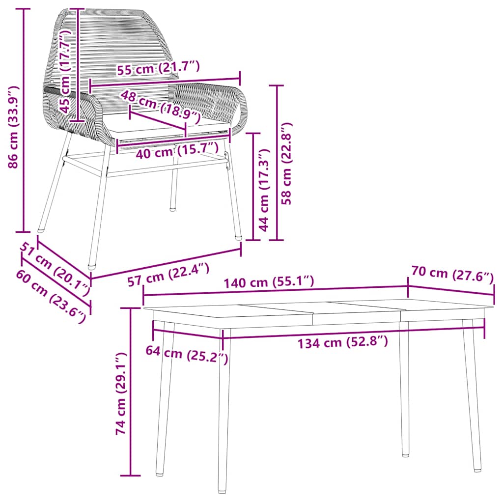 5-Delige Tuinset Met Kussens Poly Rattan Glas 4 140 x 70 x 74 cm Bruin