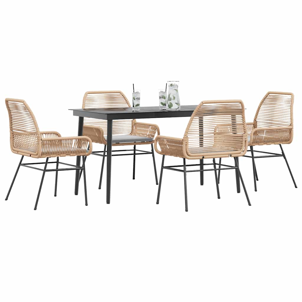 5-Delige Tuinset Met Kussens Poly Rattan Glas 4 140 x 70 x 74 cm Bruin