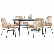 Tuinset 5-delig poly rattan bruin glas