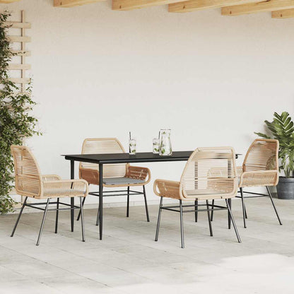 5-Delige Tuinset Met Kussens Poly Rattan Glas 4 160 x 80 x 74 cm Bruin