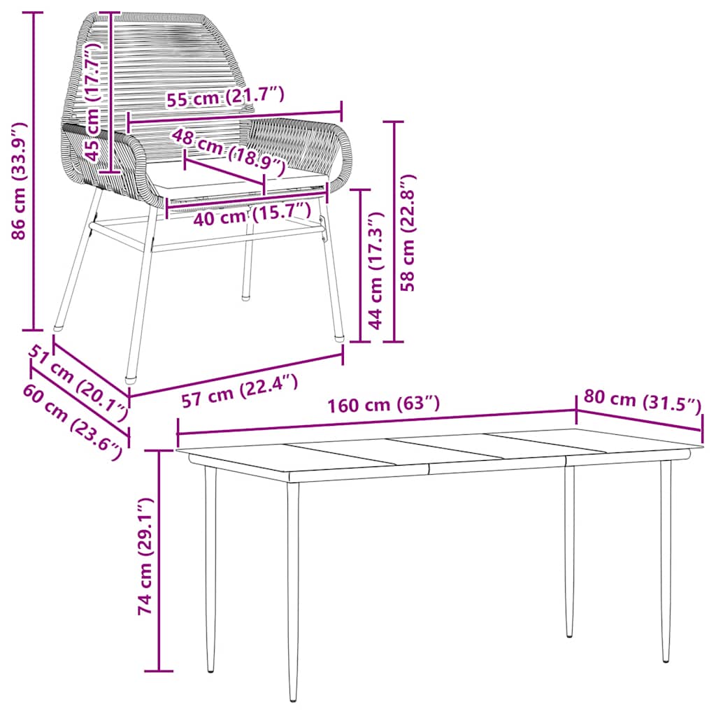 5-Delige Tuinset Met Kussens Poly Rattan Glas 4 160 x 80 x 74 cm Bruin