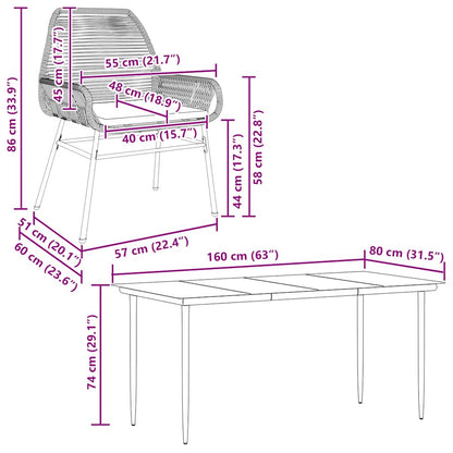 5-Delige Tuinset Met Kussens Poly Rattan Glas 4 160 x 80 x 74 cm Bruin