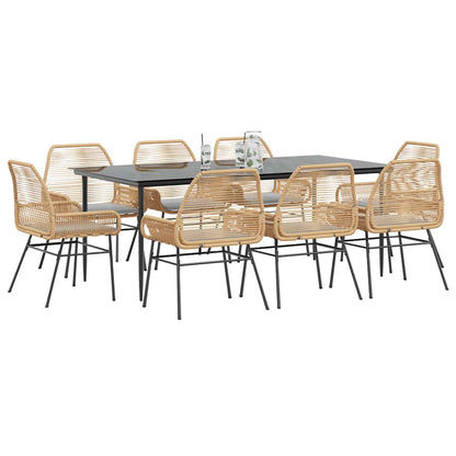 9-Delige Tuinset Met Kussens Poly Rattan Glas 8 200 x 100 x 74 cm Bruin