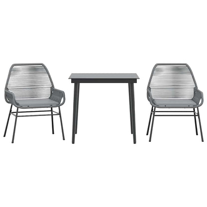 3-Delige Tuinset Met Kussens Poly Rattan Glas 2 80 x 80 x 74 cm Grijs