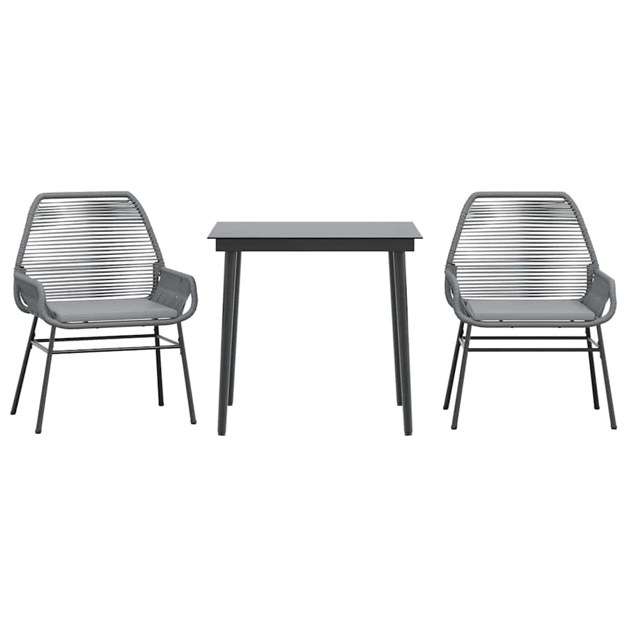 3-Delige Tuinset Met Kussens Poly Rattan Glas 2 80 x 80 x 74 cm Grijs