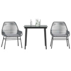 Tuinset 3-delig poly rattan grijs met glas