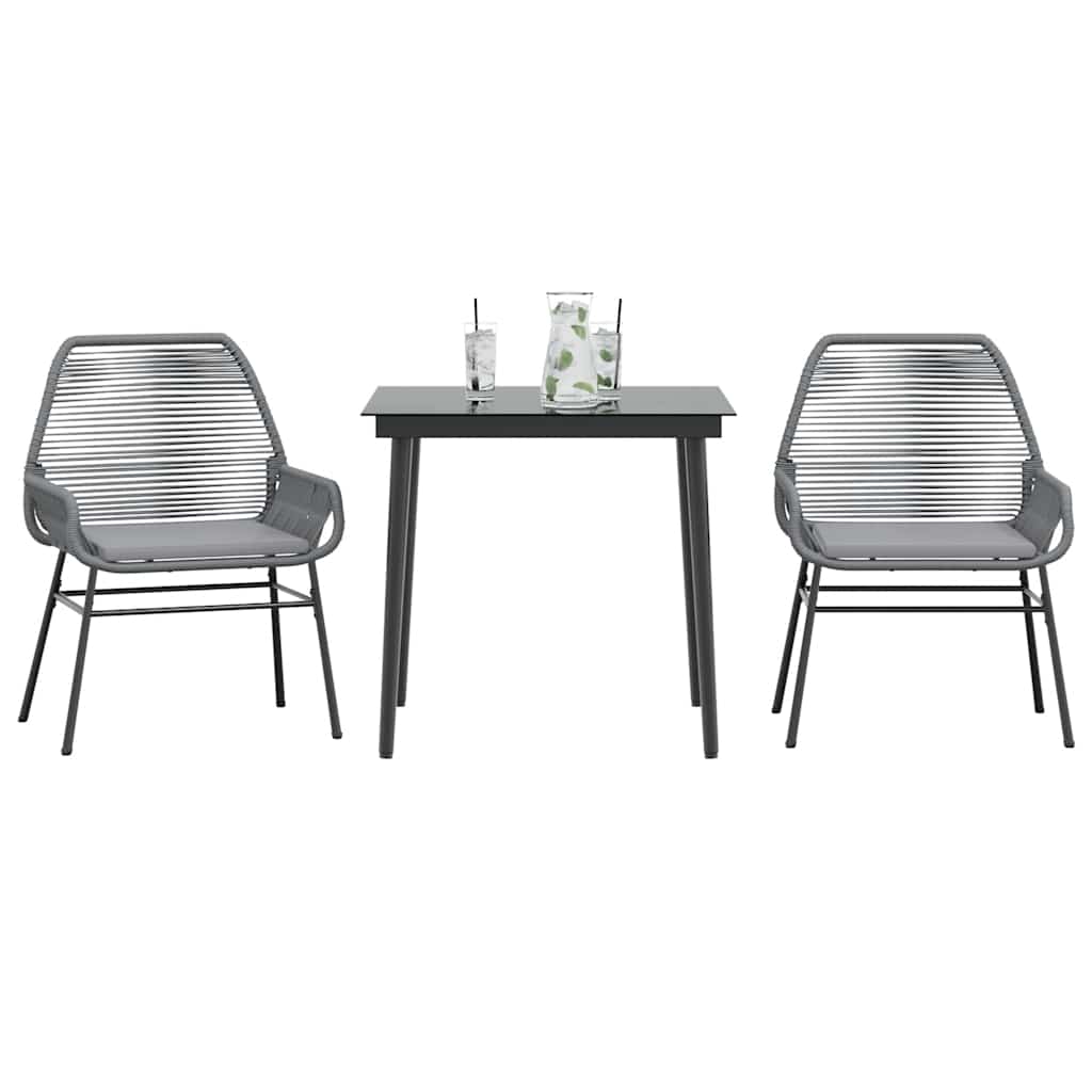 3-Delige Tuinset Met Kussens Poly Rattan Glas 2 80 x 80 x 74 cm Grijs