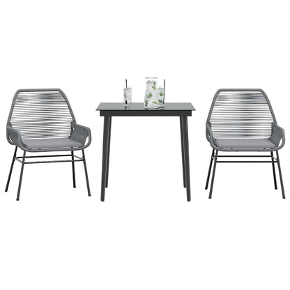 3-Delige Tuinset Met Kussens Poly Rattan Glas 2 80 x 80 x 74 cm Grijs